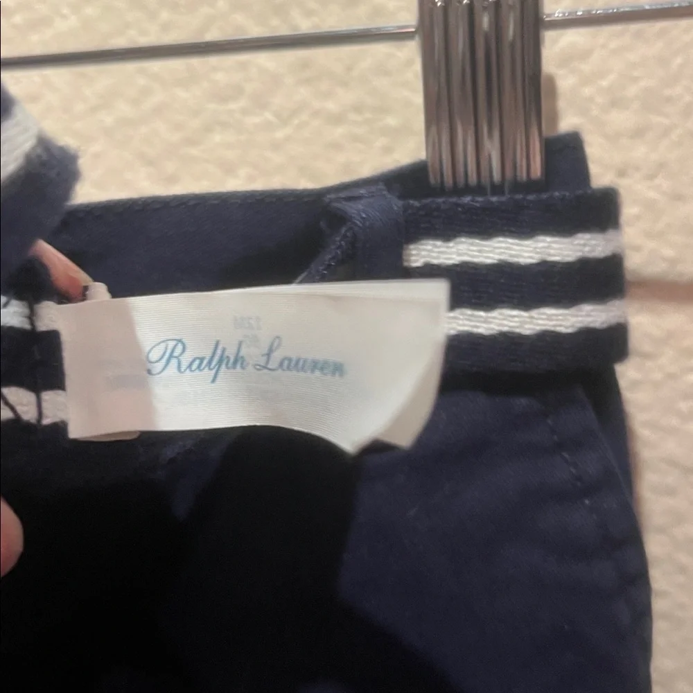 Ralph Lauren Baby Boy’s Navy Blue Twill Shorts & Matching Belt 6 Months Preppy